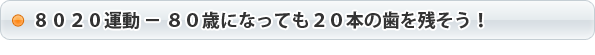 ８０２０運動 − ８０歳になっても２０本の歯を残そう！